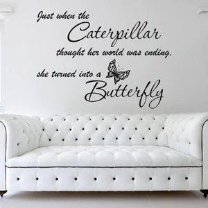 Pegatinas de pared citas CATERPILLAR BUTTERFLY vinilo arte de pared calcomanía pegatinas N105 - Imagen 1 de 6