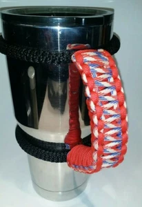 Paracord Griff für 40oz, 30oz oder 20oz Yeti Ozark & Rtic Red/Red & Blue Patten - Bild 1 von 2