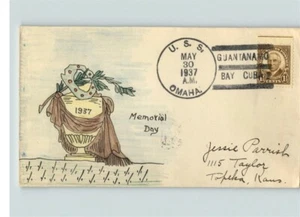 Early HAND PAINTED, Navy Ship, U.S.S. OMAHA, Guantanamo Bay, Memorial Day 1937 - Picture 1 of 1