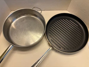 Leyse Stainless Steel Frying & All Clad Non Stick Griddle Pan Set of 2 - Picture 1 of 5