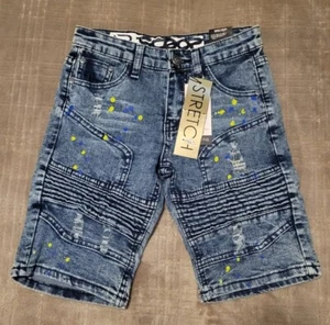NWT LR Scoop Black Distressed Moto Stretch Denim Shorts - Picture 1 of 7