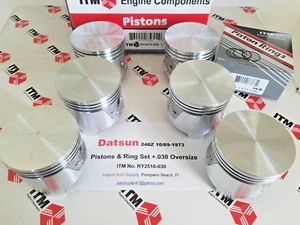 Set of 6 Pistons & Rings +.030 Oversize fits Datsun 240Z 69-73 - Picture 1 of 6