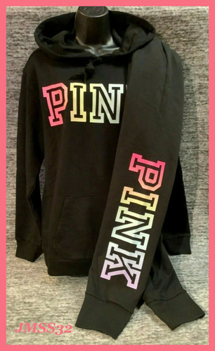 UNDERCOVER Felpa con cappuccio Victoria's Secret rosa ombra arcobaleno campus + set pantaloni jogger nero L