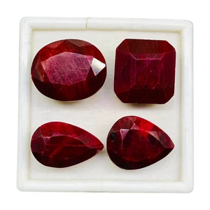 4 Stck. Natürlicher Afrikanischer Rubin 22-26 mm Facettiert Schliff Lose Anhänger Größe Edelsteine Posten - Bild 1 von 10