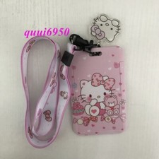 Cute Girl's Hello Kitty Lanyard ID Card Neck Strap Keychain Case Holder Charm