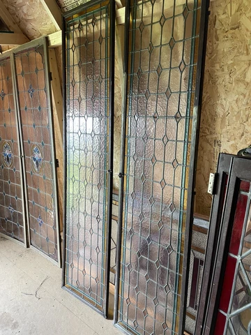 Gorgeous Pair Of Antique Stained Glass Doors /windows c. 1900 81.5” X 30” each Cover