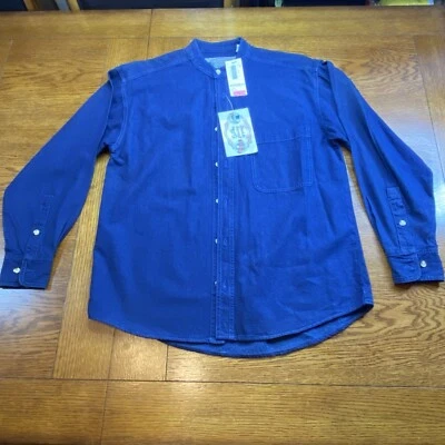 Vintage Double Impact Denim Shirt Button Up Mens Grandad Mandarin Collar Small S - Image 1 of 4