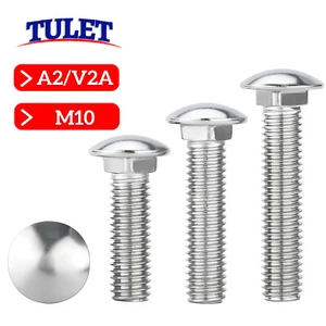 Tornillos de bloqueo de acero inoxidable M10 DIN 603 A2 tornillos planos redondos acero plano M10x - Imagen 1 de 16