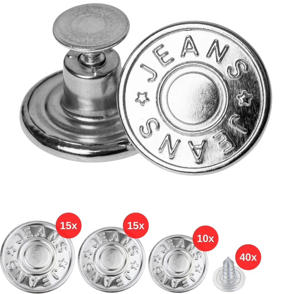 Jeansknöpfe zum Nieten Hosen Knopf Jeansknopf Hosenknöpfe Ersatz Metall Knöpfe - Bild 1 von 1
