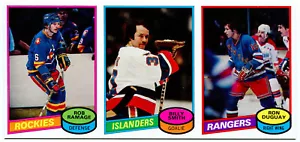 1980-81 Topps Vault ROB RAMAGE BILLY SMITH RON DUGUAY 1/1 Blank Back Uncut Strip - Bild 1 von 3