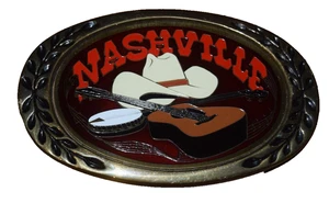 Heritage Gürtelschnalle massiv Messing und Emaille NASHVILLE - Bild 1 von 3