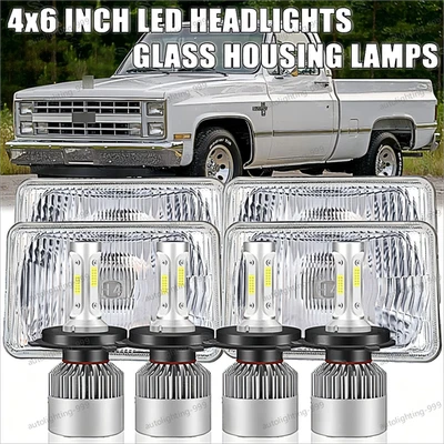 4X 4x6" Led Headlights Hi/Lo For Chevrolet C10 C20 C30 K10 K20 1980-1986 Pickup - Image 1 of 4