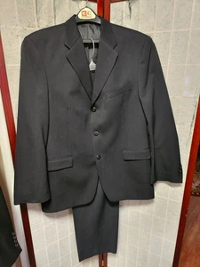 Brandini Men's Black Suit 2pc Single Breasted Pockets Pleated Sz 36 x 30 - Picture 1 of 21
