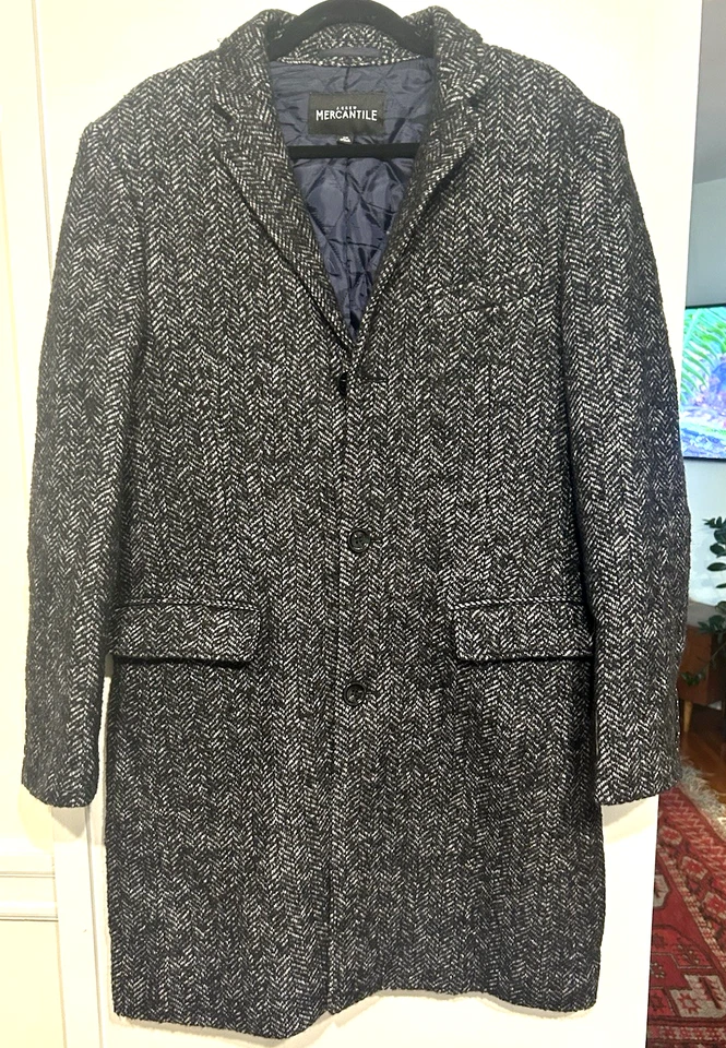 J. Abrigo Topcoat Crew Thompson Hombre Lana Espiga Thompson Gris 38R Foto 1 de 4