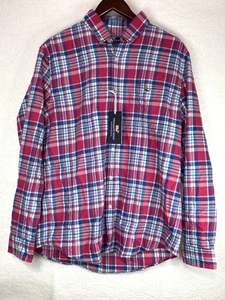 Vineyard Vines Performance Men Slim Fit Tucker Shirt Large Plaid Blue Pink - Picture 1 of 10