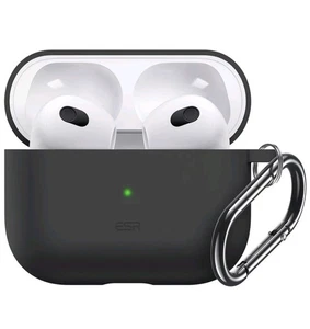 ESR Halolock Case AirPods 3rd Gen 2021 Silicone Cover & Carabiner Black - Picture 1 of 5