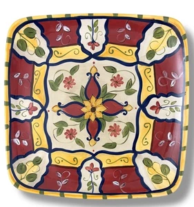 Pier 1 One Vallarta große quadratische 13" Ladegerät Platte handbemalt Steingut - Bild 1 von 5