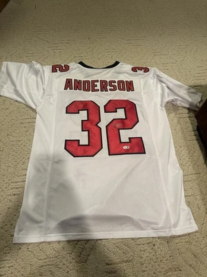 Camiseta de fútbol firmada por Jamal Anderson Atlanta Falcons certificado de autenticidad JSA autografiada automática Foto 1 de 3