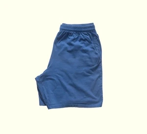 FRUIT OF THE LOOM VTG Y2K 90s BLANK CORE COTTON ACTIVE BLUE 8" SHORTS MENs SZ XL - Picture 1 of 5