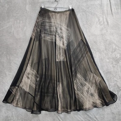 Maxi Falda Dana Buchman Seda 4 Transparente Forrada de Satén Clásica Chic Preppy Retro  Foto 1 de 4