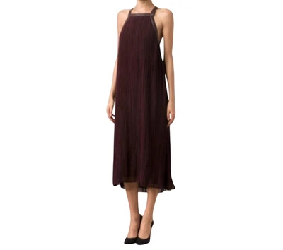 NUEVO CON ETIQUETAS 10 Vestido midi plisado Crosby Derek Lam para mujer 4 púrpura sin mangas de gasa Foto 1 de 4