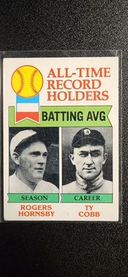 1979 年 Topps - All-Time 唱片持有人 Ty Cobb、Rogers Hornsby #414 击球 AVG — 第 1/2 张图片
