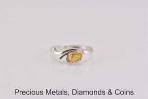 Sterling Silver Yellow Citrine Wispy Band Ring 925 Sz: 6 - Picture 1 of 6