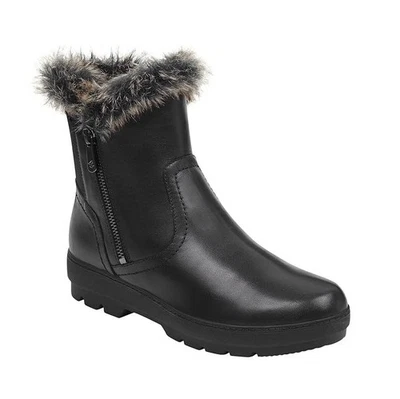 Easy Spirit Womens 7 W Black Leather Adabelle Fur Cuff Winter Boots NIB ZV2 - Image 1 of 4