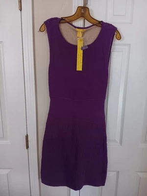 NUEVO Vestido Catherine Malandrino Talla L Púrpura Tejido con Recorte Espalda/Grito. Etiqueta  Foto 1 de 3