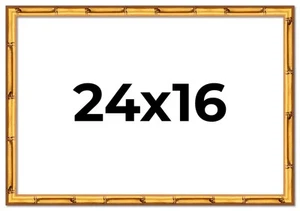 24x16 Frame Gold Bamboo Picture Frame Modern Photo Frame UV Acrylic, Acid Free - Picture 1 of 10