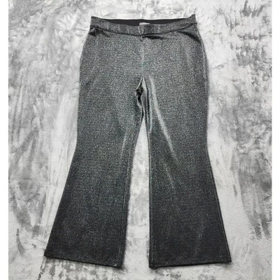 Pantalones Maurices Mujer XXL CORTOS Plateados Metálicos Brillantes Tiro Alto Pierna Ancha Acampanada Foto 1 de 4