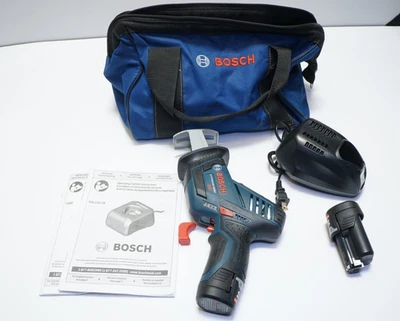 READ! BOSCH PS60-102 Cordless Recip Saw W/GAL12V-20 Charger, 2 Batteries, & Bag - Image 1 of 4