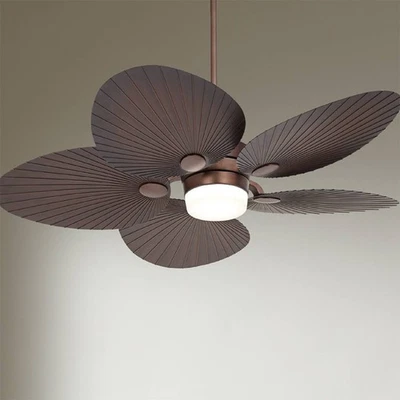 52" Breeze Tropical Indoor Outdoor Ceiling Fan with LED Light Remote Bronze Palm - Image 1 of 4