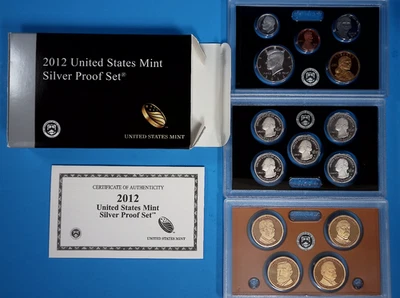 2012 S United States Mint 14 Coin Silver Proof Set Original Packaging Paperwork - Image 1 of 4