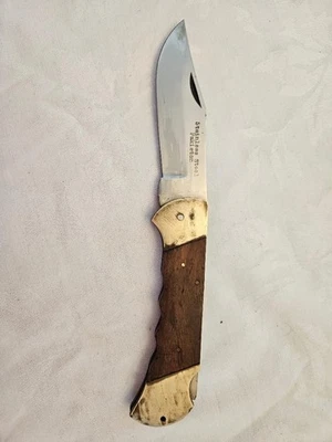 折叠锁回刀片口袋刀黄铜木 11 英寸 OAL 4-1/4 英寸刀片 SS 巴基斯坦 — 第 1/4 张图片