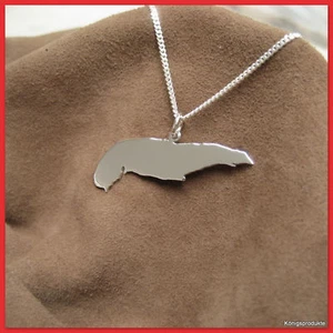 SPIEKEROOG Landkarte Anhänger mit 45 cm Panzerkette in 925er Silber, NEU - Bild 1 von 1