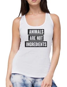 Animals Are Not Ingredients - Camiseta sin mangas chaleco vegano vegetariano para mujer - Imagen 1 de 3