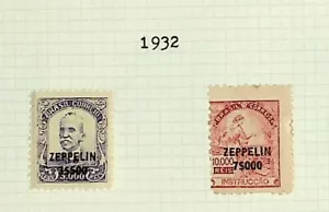 BRAZIL Sc C29-30 LH ISSUE OF 1932 - OVERPRINTS - ZEPPELIN - Picture 1 of 1