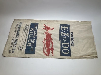 Antiguo saco de alimentación publicitario de ratón rata Indianápolis Katz Muncie granja raro vacío Foto 1 de 4