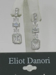 Eliot Danori Silver-Tone Crystal Linear Drop Earrings - Picture 1 of 3