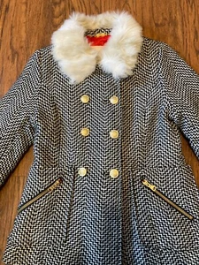 Jessica Simpson Girls Faux Fur Collared Coat Black & White Dress Coat Size Large - Picture 1 of 8
