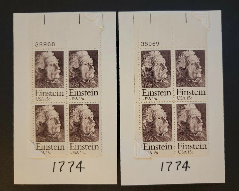 Scott #1774 Albert Einstein (Relativity, Physics) Plate Block of 4 Stamps - MNH - Image 1 of 1