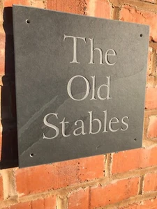LARGE NATURAL SLATE HOUSE SIGN 30CM X 30CM ANY NAME ANY NUMBER - Picture 1 of 4