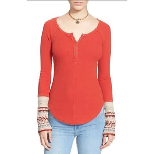 Free People Orange Thermal Ski Lodge Printed Cuff Medium - Picture 1 of 10