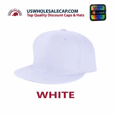 Gorra L.O.G.A Lisa en Blanco Poliéster Sólido Talla Ajustada Plana Bill 9 Tallas Foto 1 de 4