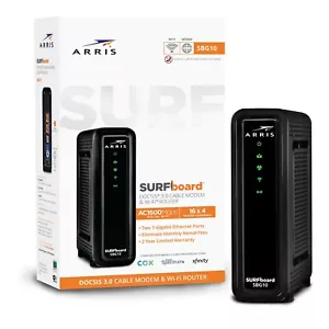 ARRIS SURFboard SBG10 DOCSIS 3.0 16 x 4 Gigabit Cable Modem & AC1600 Wi-Fi 5G - Picture 1 of 3