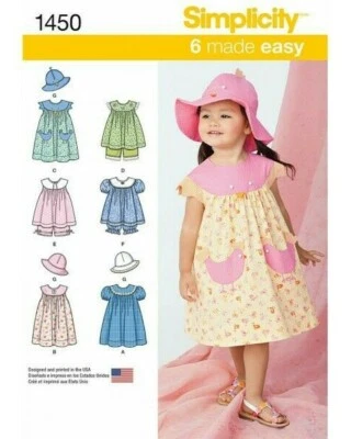 SIMPLICITY 1450 TODDLERS DRESS TOP & PANTIES Sewing Pattern AGES 6 MTH - 4 YEARS - Image 1 of 3