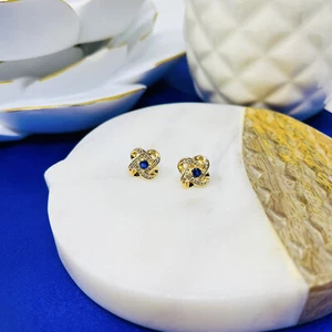 Precioso Pendiente Piedra Natal Color Zafiro Septiembre Joyería Fina Poste Trasero - Imagen 1 de 2