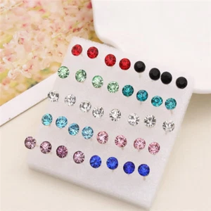 Wholesale 20 A Set Pairs Clear Crystal Ear Studs Earrings Allergy Free UK Seller - Picture 1 of 4