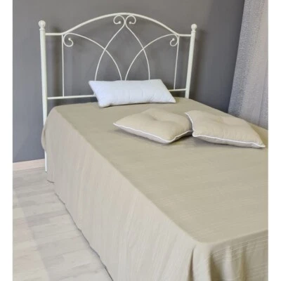 Testata letto una piazza e mezza in ferro battuto Denise bianco oro - Immagine 1 di 4